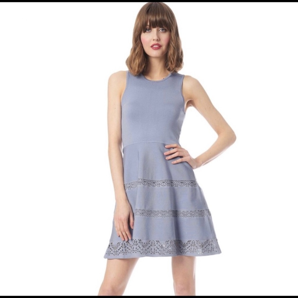 Parker Alabama Dress Sleeveless Leather Trim Small